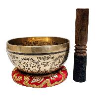 Singing Bowl, Buddhist Hand Beaten, With Fine Etching Carving, [vajrasattva], [select Accessories]