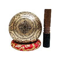 Singing Bowl, Buddhist Hand Beaten, With Fine Etching Carving, [vajrasattva], [select Accessories]