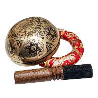 Singing Bowl, Buddhist Hand Beaten, With Fine Etching Carving, [green Tara], [select Accessories]