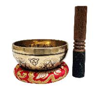 Singing Bowl, Buddhist Hand Beaten, With Fine Etching Carving, [green Tara], [select Accessories]