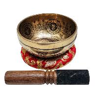Singing Bowl, Buddhist Hand Beaten, With Fine Etching Carving, [green Tara], [select Accessories]