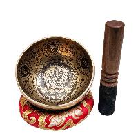 Singing Bowl, Buddhist Hand Beaten, With Fine Etching Carving, [green Tara], [select Accessories]