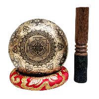 Singing Bowl, Buddhist Hand Beaten, With Fine Etching Carving, [green Tara], [select Accessories]