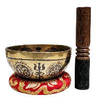 Singing Bowl, Buddhist Hand Beaten, With Fine Etching Carving, [sahasrabhuja Avalokitesvara], [select Accessories]