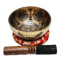 Singing Bowl, Buddhist Hand Beaten, With Fine Etching Carving, [sahasrabhuja Avalokitesvara], [select Accessories]