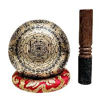 Singing Bowl, Buddhist Hand Beaten, With Fine Etching Carving, [sahasrabhuja Avalokitesvara], [select Accessories]