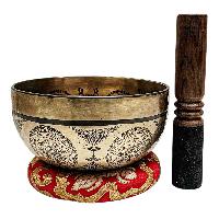 Singing Bowl, Buddhist Hand Beaten, With Fine Etching Carving, [sahasrabhuja Avalokitesvara], [select Accessories]