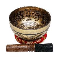 Singing Bowl, Buddhist Hand Beaten, With Fine Etching Carving, [sahasrabhuja Avalokitesvara], [select Accessories]