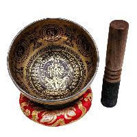 Singing Bowl, Buddhist Hand Beaten, With Fine Etching Carving, [sahasrabhuja Avalokitesvara], [select Accessories]