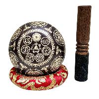 Singing Bowl, Buddhist Hand Beaten, With Fine Etching Carving, [om - Hindu], [select Accessories]
