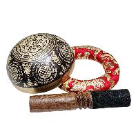 Singing Bowl, Buddhist Hand Beaten, With Fine Etching Carving, [endless Knot], [select Accessories]