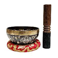 Singing Bowl, Buddhist Hand Beaten, With Fine Etching Carving, [endless Knot], [select Accessories]