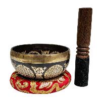 Singing Bowl, Buddhist Hand Beaten, With Fine Etching Carving, [samadhi], [select Accessories]