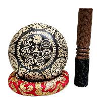 Singing Bowl, Buddhist Hand Beaten, With Fine Etching Carving, [samadhi], [select Accessories]