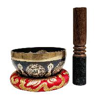Singing Bowl, Buddhist Hand Beaten, With Fine Etching Carving, [flower Design], [select Accessories]