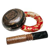 Nepali Singing Bowl With Carved Inside, [select Accessories]