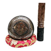 Nepali Singing Bowl With Carved Inside, [select Accessories]