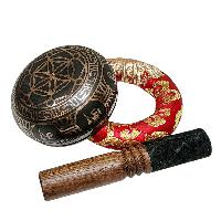 Nepali Singing Bowl With Carved Inside, [select Accessories]