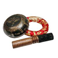 Nepali Singing Bowl With Carved Inside, [select Accessories]