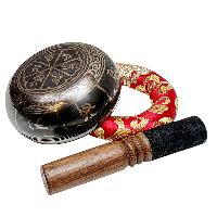 Nepali Singing Bowl With Carved Inside, [select Accessories]