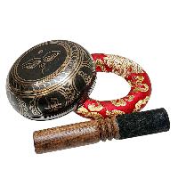 Nepali Singing Bowl With Carved Inside, [select Accessories]