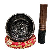 Nepali Singing Bowl With Carved Inside, [select Accessories]