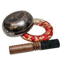 Nepali Singing Bowl With Carved Inside, [select Accessories]
