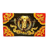 Buddhist Wooden Box With [fish] Design, Tibetan Style With Traditional Colors