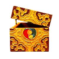 Buddhist Wooden Box With [double Dorje] Design, Tibetan Style With Traditional Colors