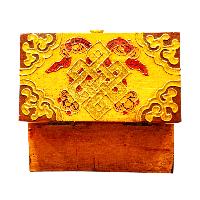 Buddhist Wooden Box With [double Dorje] Design, Tibetan Style With Traditional Colors