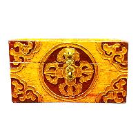 Buddhist Wooden Box With [double Dorje] Design, Tibetan Style With Traditional Colors