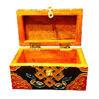 Buddhist Wooden Box With [endless Knot] Design, Tibetan Style With Traditional Colors