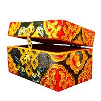 Buddhist Wooden Box With [endless Knot] Design, Tibetan Style With Traditional Colors