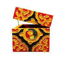 Buddhist Wooden Box With [endless Knot] Design, Tibetan Style With Traditional Colors