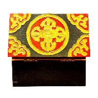 Buddhist Wooden Box With [endless Knot] Design, Tibetan Style With Traditional Colors