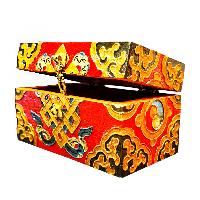 Buddhist Wooden Box With [endless Knot] Design, Tibetan Style With Traditional Colors