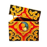 Buddhist Wooden Box With [endless Knot] Design, Tibetan Style With Traditional Colors