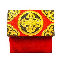 Buddhist Wooden Box With [endless Knot] Design, Tibetan Style With Traditional Colors