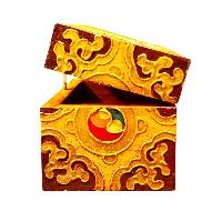Buddhist Wooden Box With [dharmachakra] Design, Tibetan Style With Traditional Colors
