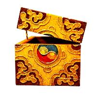 Buddhist Wooden Box With [conch Shell] Design, Tibetan Style With Traditional Colors
