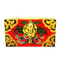 Buddhist Wooden Box With [conch Shell] Design, Tibetan Style With Traditional Colors