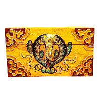 Buddhist Wooden Box With [fish] Design, Tibetan Style With Traditional Colors