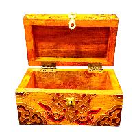 Buddhist Wooden Box With [endless Knot] Design, Tibetan Style With Traditional Colors