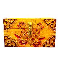 Buddhist Wooden Box With [endless Knot] Design, Tibetan Style With Traditional Colors