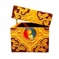 Buddhist Wooden Box With [endless Knot] Design, Tibetan Style With Traditional Colors