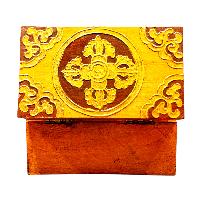 Buddhist Wooden Box With [endless Knot] Design, Tibetan Style With Traditional Colors