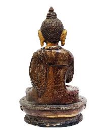 [amitabha Buddha], Buddhist Miniature Statue, [partly Gold Plated], [antique Finishing]