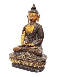 [amitabha Buddha], Buddhist Miniature Statue, [partly Gold Plated], [antique Finishing]