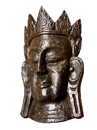 Handmade Wooden Mask Of [buddha], Wall Hanging, [painted], Poplar Wood