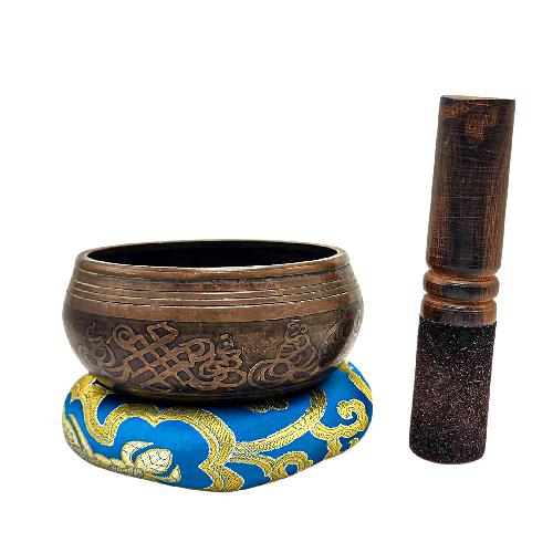 Nepali Singing Bowl With Carved Inside, [select Accessories]
